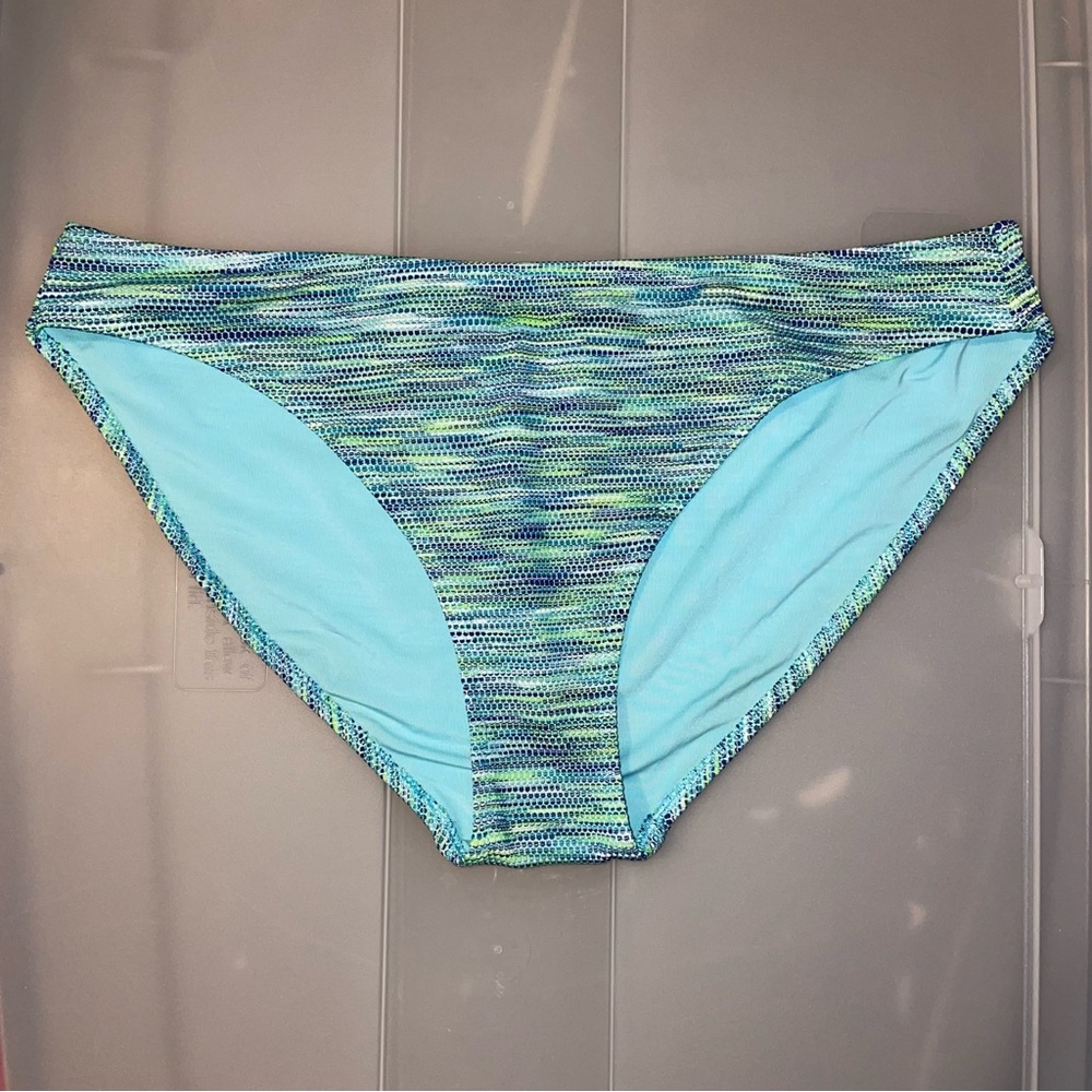 Aerie Blue/Green Space Dye Textured Bikini Bottom - M